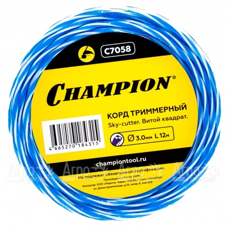 Корд триммерный Champion Sky-cutter 3.0мм, 12м (витой квадрат)  в Омске