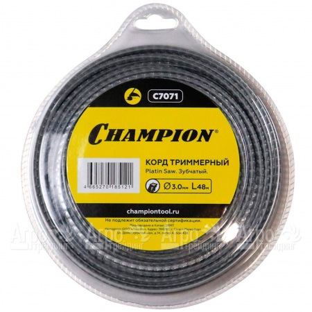 Корд триммерный Champion Platin Saw 3.0мм, 48м (зубчатый)+нож  в Омске