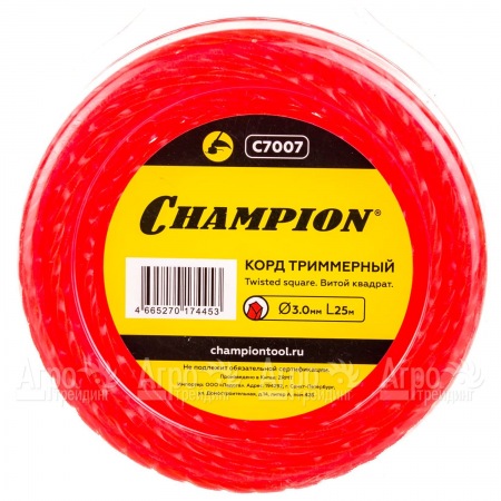 Корд триммерный Champion Twisted Square 3.0мм, 25м (витой квадрат)  в Омске