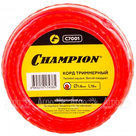 Корд триммерный Champion Twisted Square 1.6мм, 15м (витой квадрат) в Омске