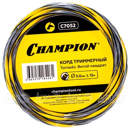 Корд триммерный Champion Tornado 3.0мм, 12м (витой квадрат)  в Омске