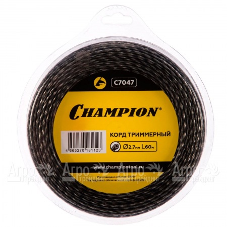 Корд триммерный Champion Tri-twist 2.7мм, 60м (витой треугольник)+нож  в Омске