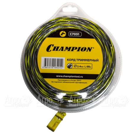 Корд триммерный Champion Tornado 2.4мм, 68м (витой квадрат)+нож  в Омске